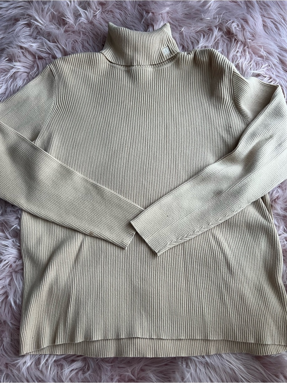 Lauren Ralph Lauren Cream Ribbed Turtleneck Sweater XL